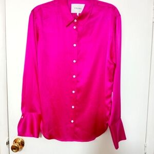 Frame Fuchsia Silk Button-Up Shirt‎